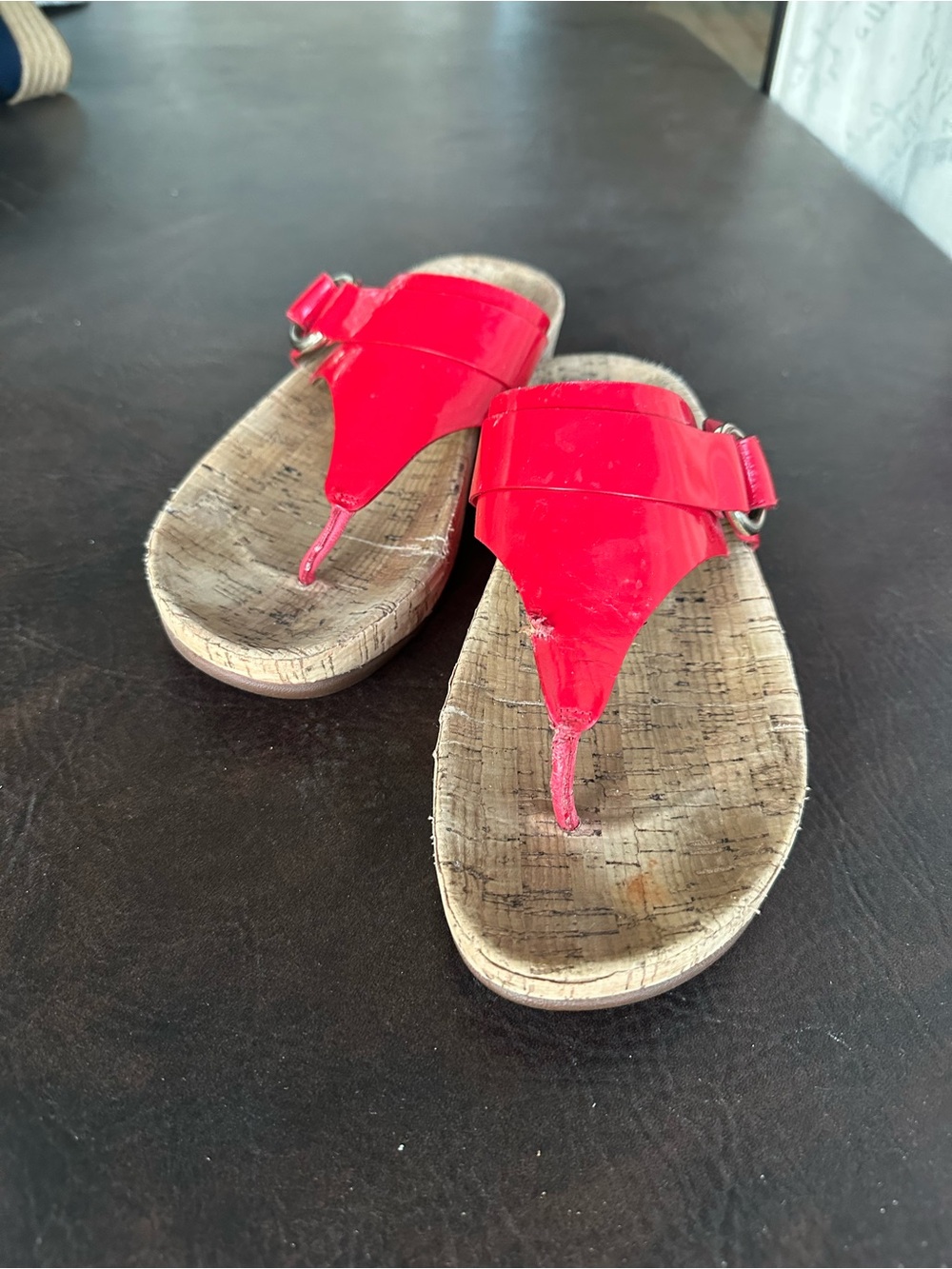 Fitflop Red Patent Thong Sandals